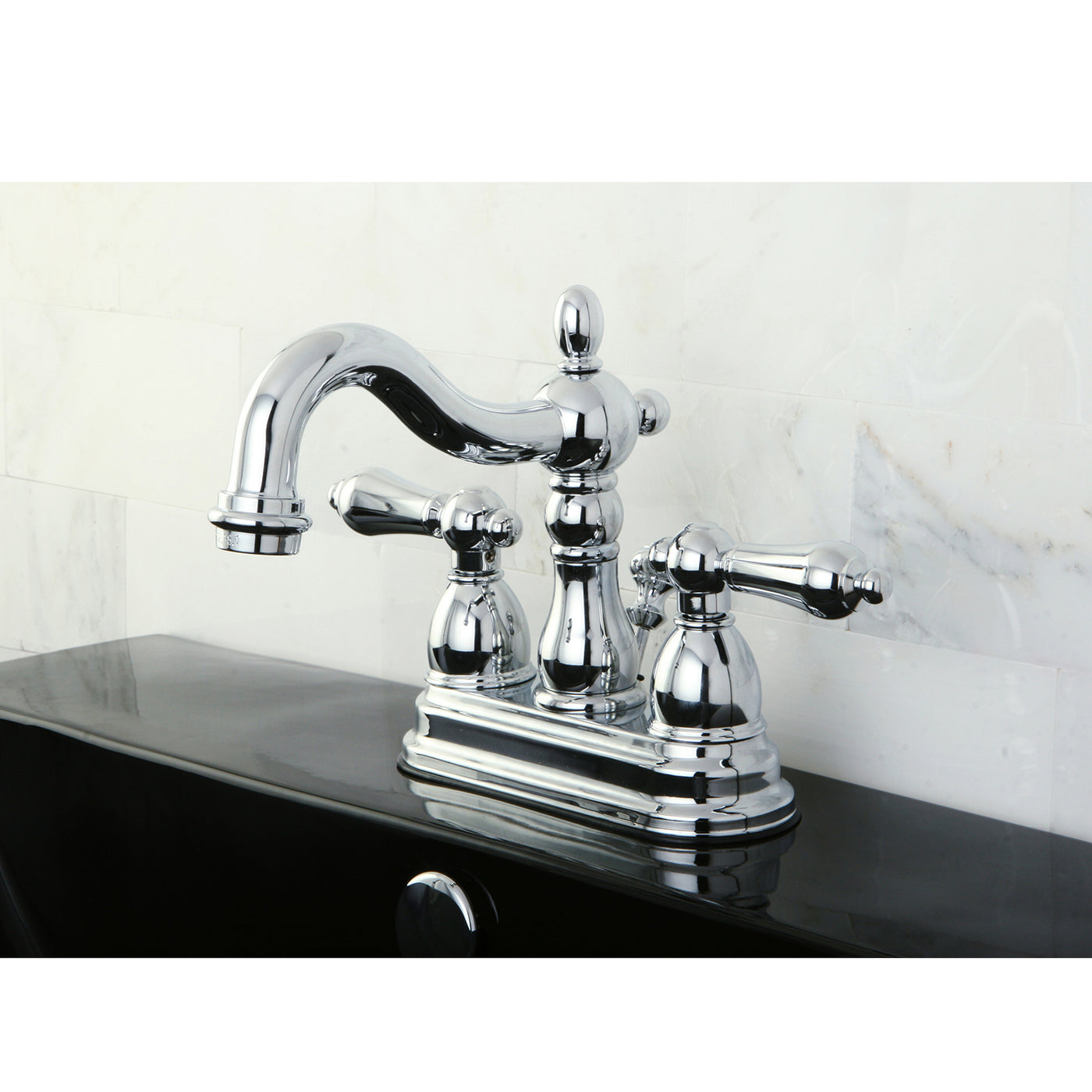 Elements of Design EB1601AL 4-Inch Centerset Bathroom Faucet with Plastic Pop-Up, Polished Chrome