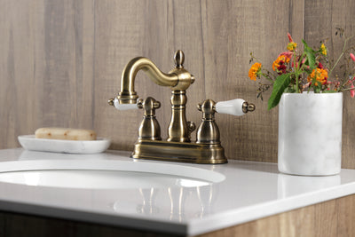 Elements of Design EB1603PL 4-Inch Centerset Bathroom Faucet with Plastic Pop-Up, Antique Brass