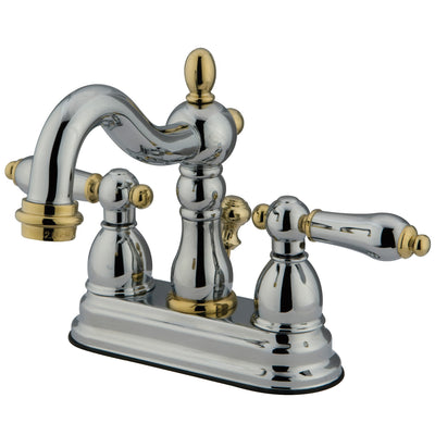 Elements of Design EB1604AL 4-Inch Centerset Bathroom Faucet with Plastic Pop-Up, Polished Chrome/Polished Brass