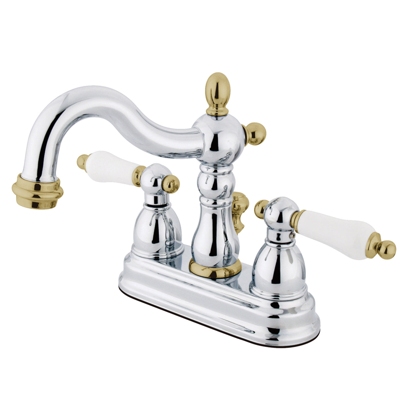 Elements of Design EB1604PL 4-Inch Centerset Bathroom Faucet with Plastic Pop-Up, Polished Chrome/Polished Brass