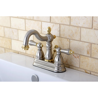 Elements of Design EB1609AL 4-Inch Centerset Bathroom Faucet with Plastic Pop-Up, Brushed Nickel/Polished Brass