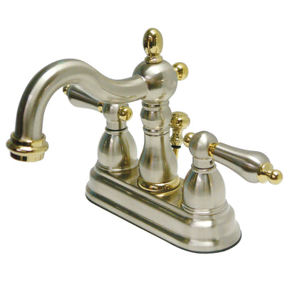 Elements of Design EB1609AL 4-Inch Centerset Bathroom Faucet with Plastic Pop-Up, Brushed Nickel/Polished Brass