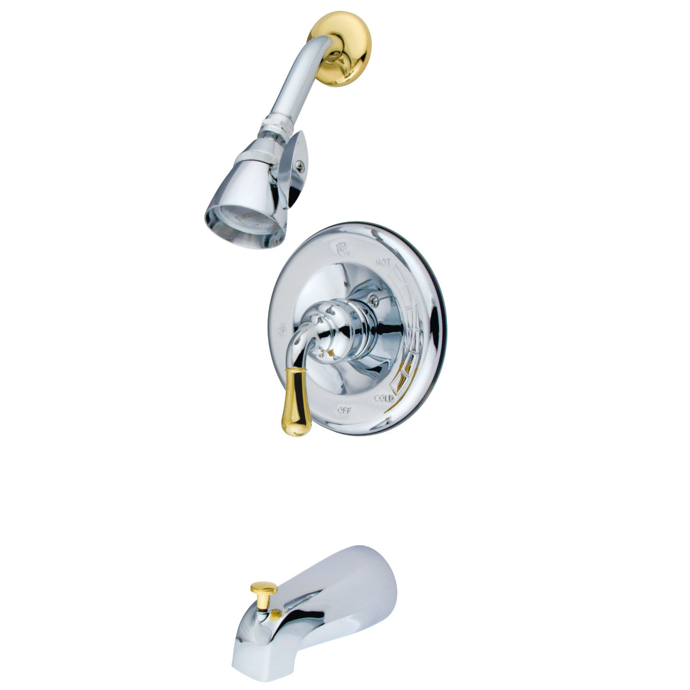 Elements of Design EB1634 Single-Handle Pressure Balanced Tub and Shower Faucet, Polished Chrome/Polished Brass