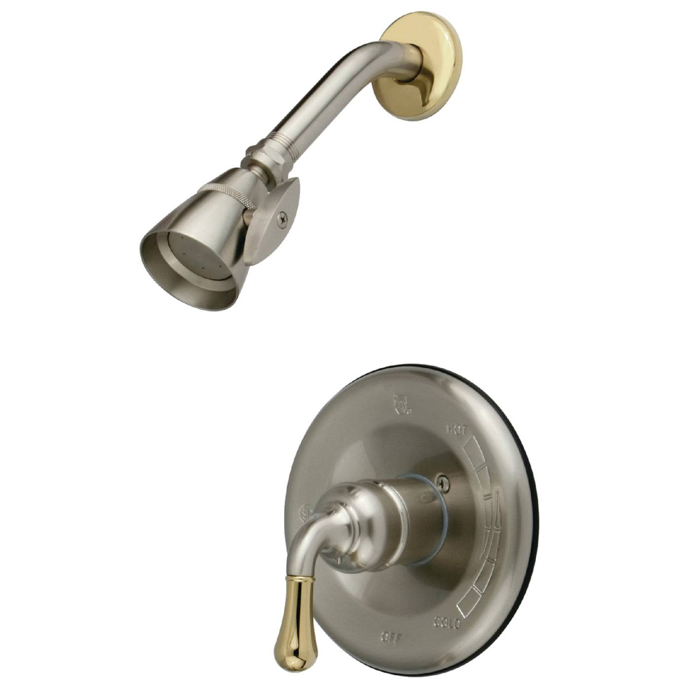 Elements of Design EB1639SO Pressure Balanced Shower Faucet, Brushed Nickel/Polished Brass