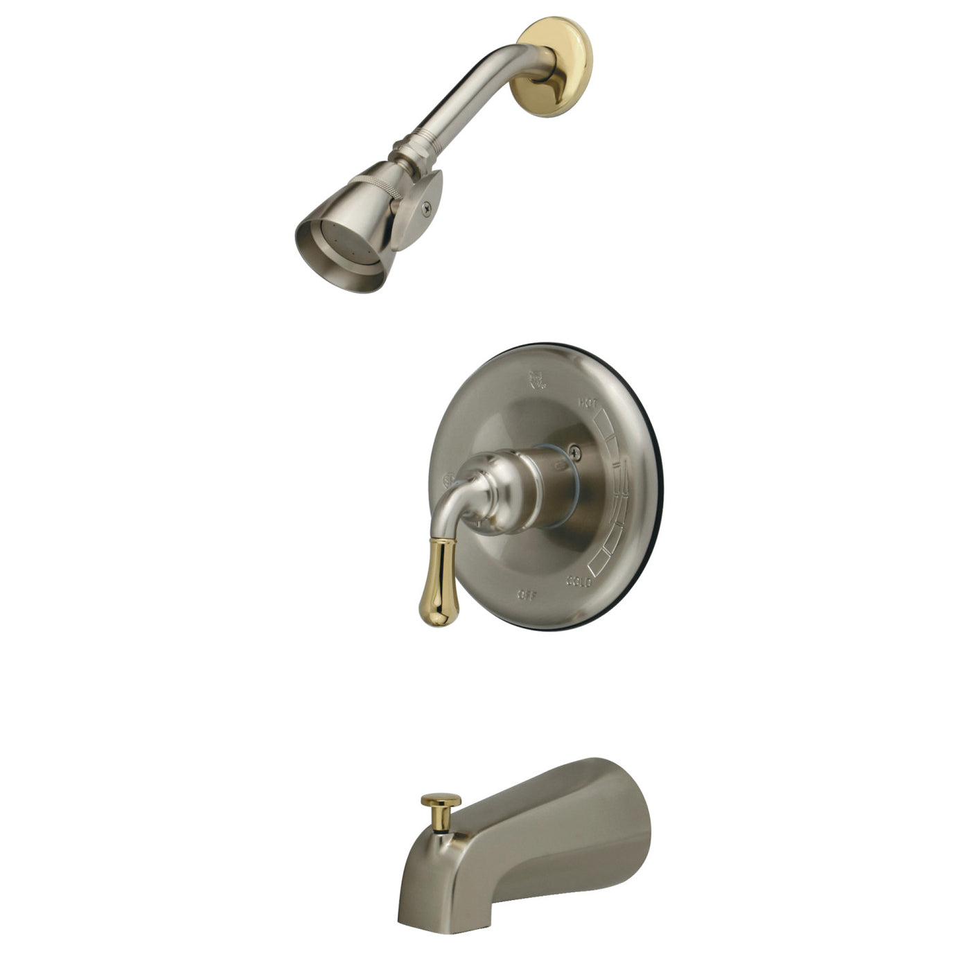 Elements of Design EB1639 Single-Handle Tub and Shower Faucet, Brushed Nickel/Polished Brass