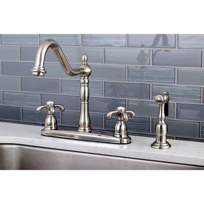 Elements of Design EB1758TXBS Centerset Kitchen Faucet with Brass Sprayer, Brushed Nickel