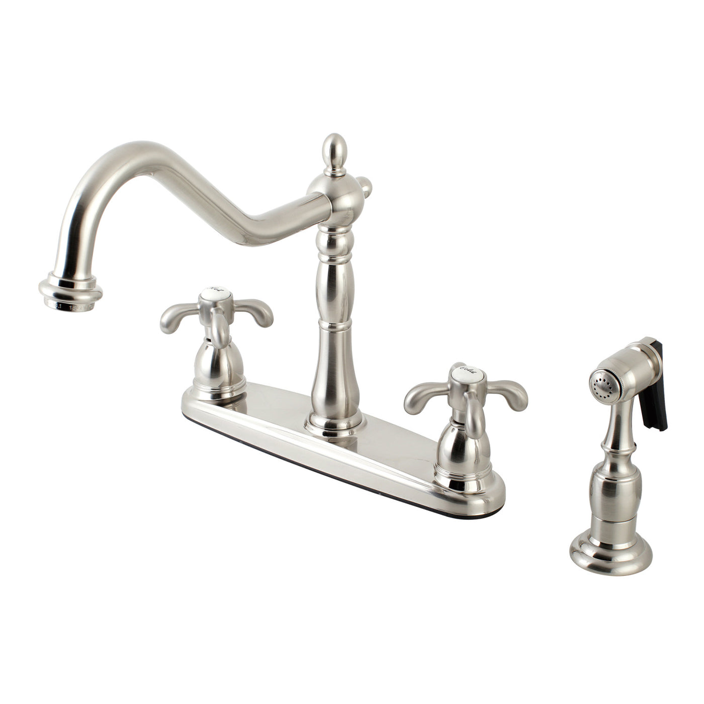 Elements of Design EB1758TXBS Centerset Kitchen Faucet with Brass Sprayer, Brushed Nickel