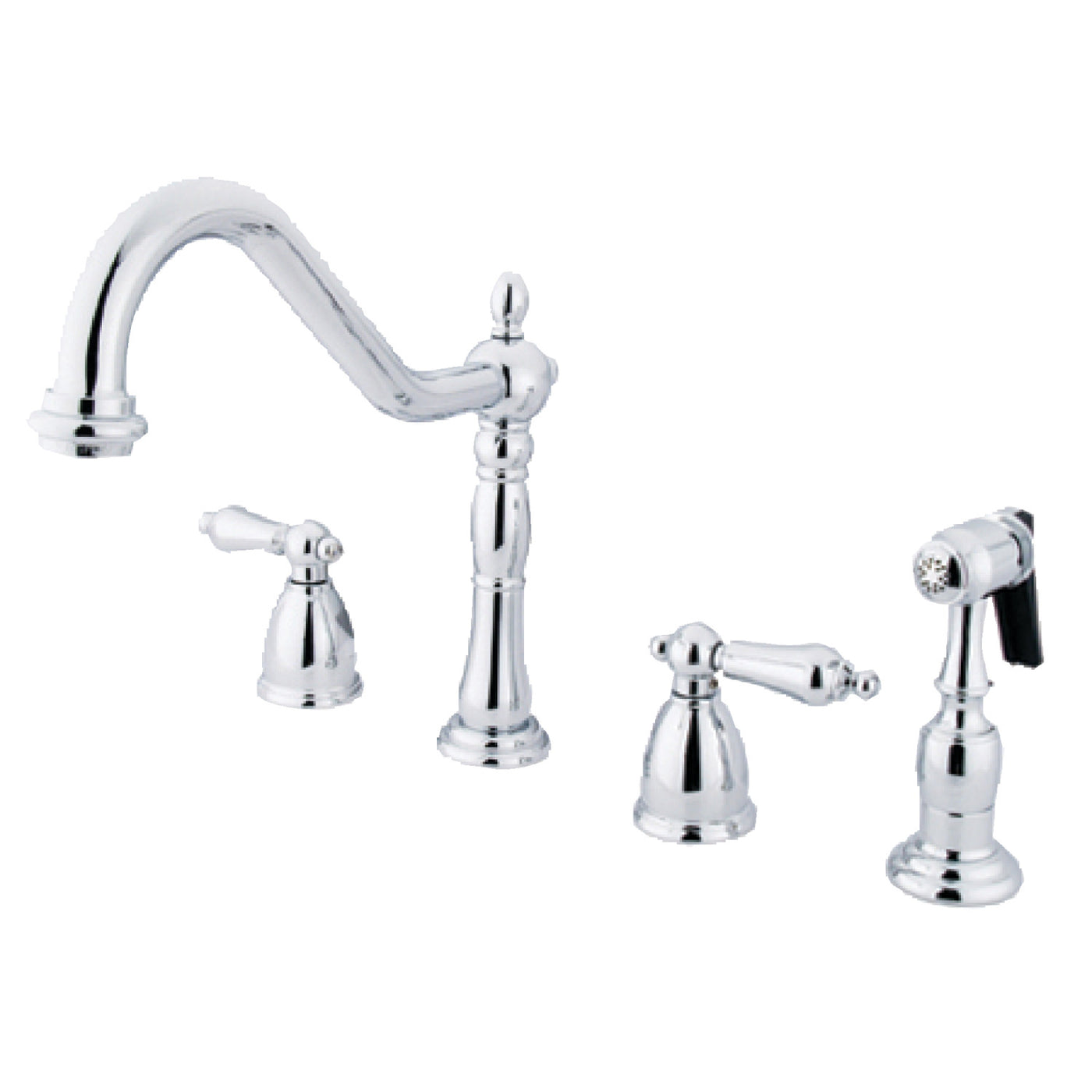 Elements of Design EB1791ALBS Widespread Kitchen Faucet with Brass Sprayer, Polished Chrome