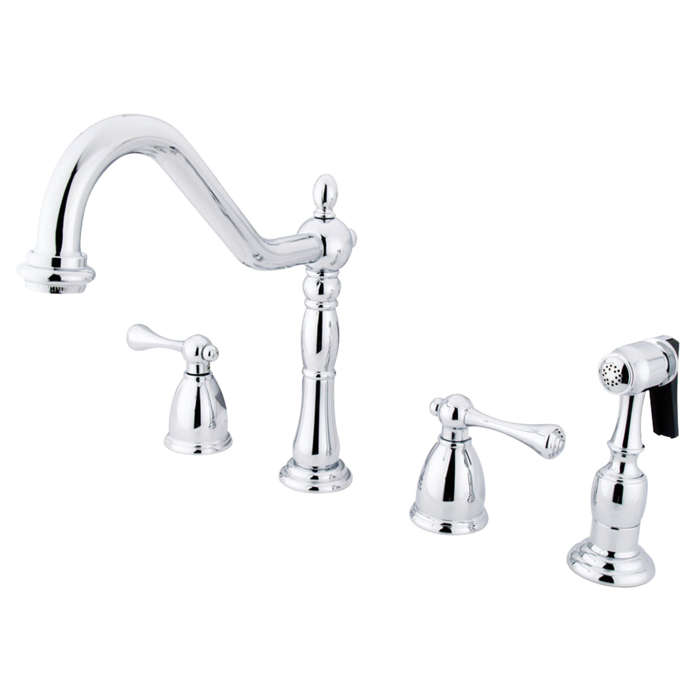 Elements of Design EB1791BLBS Widespread Kitchen Faucet with Brass Sprayer, Polished Chrome