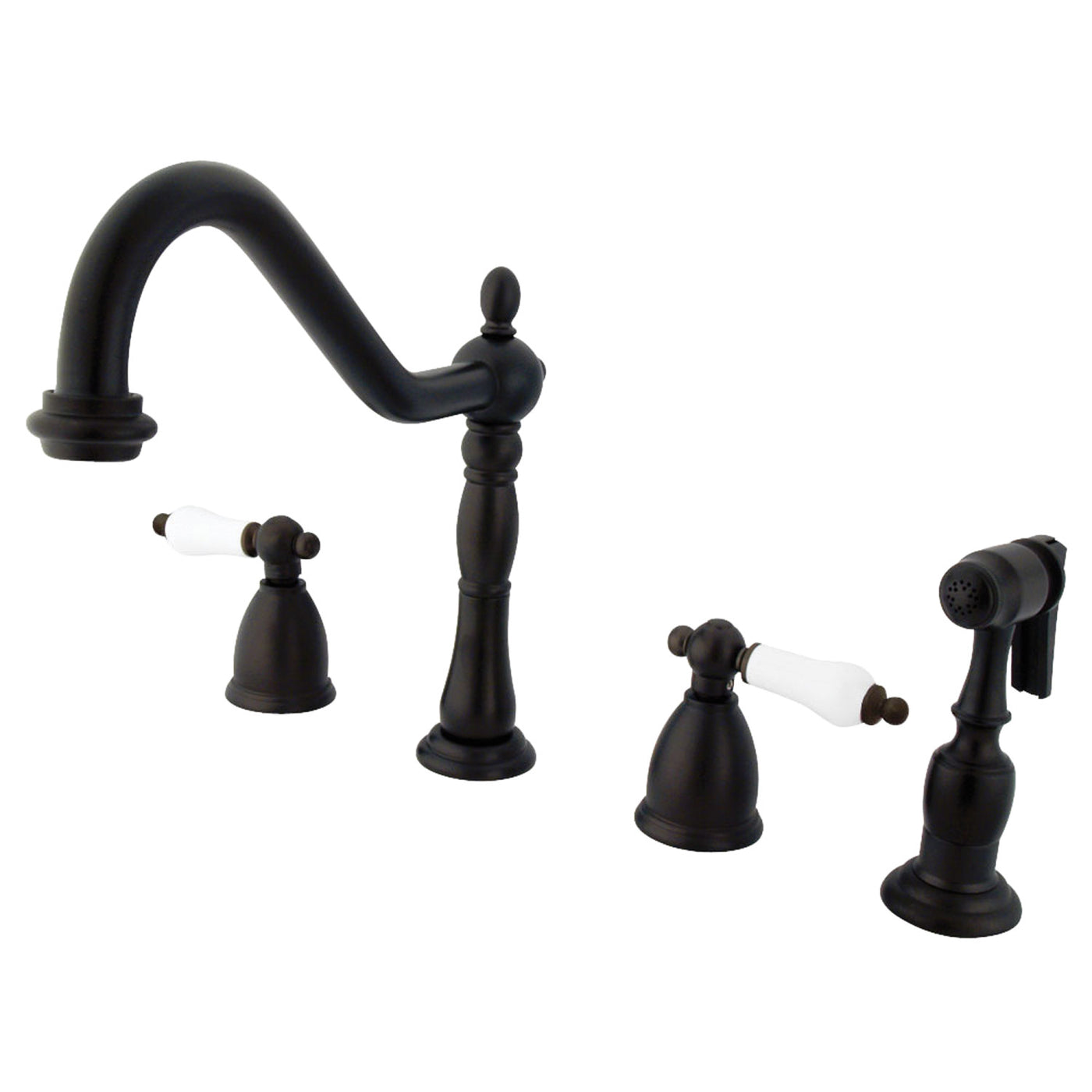 Elements of Design EB1795PLBS Widespread Kitchen Faucet with Brass Sprayer, Oil Rubbed Bronze