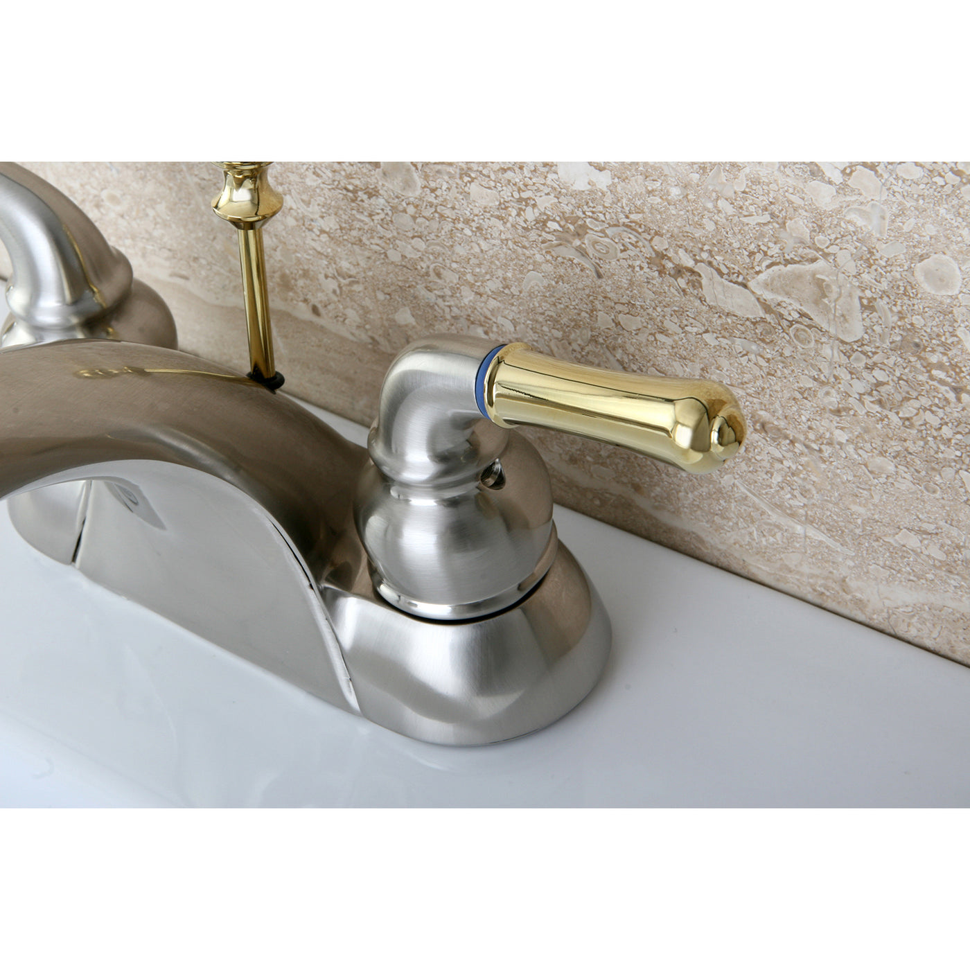 Elements of Design EB2629 4-Inch Centerset Bathroom Faucet, Brushed Nickel/Polished Brass