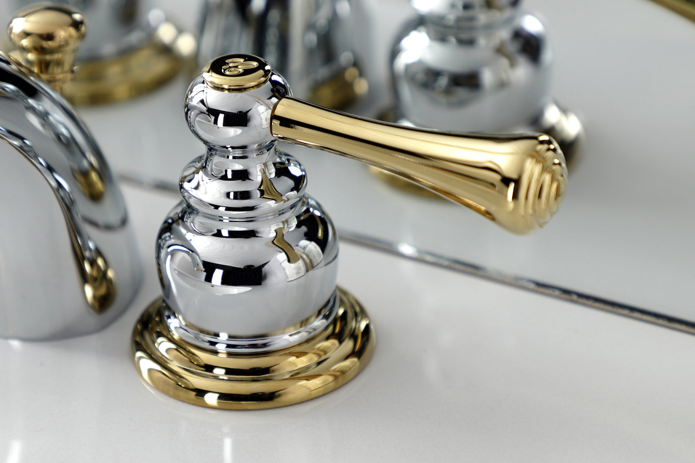 Elements of Design EB3944BL Mini-Widespread Bathroom Faucet, Polished Chrome/Polished Brass