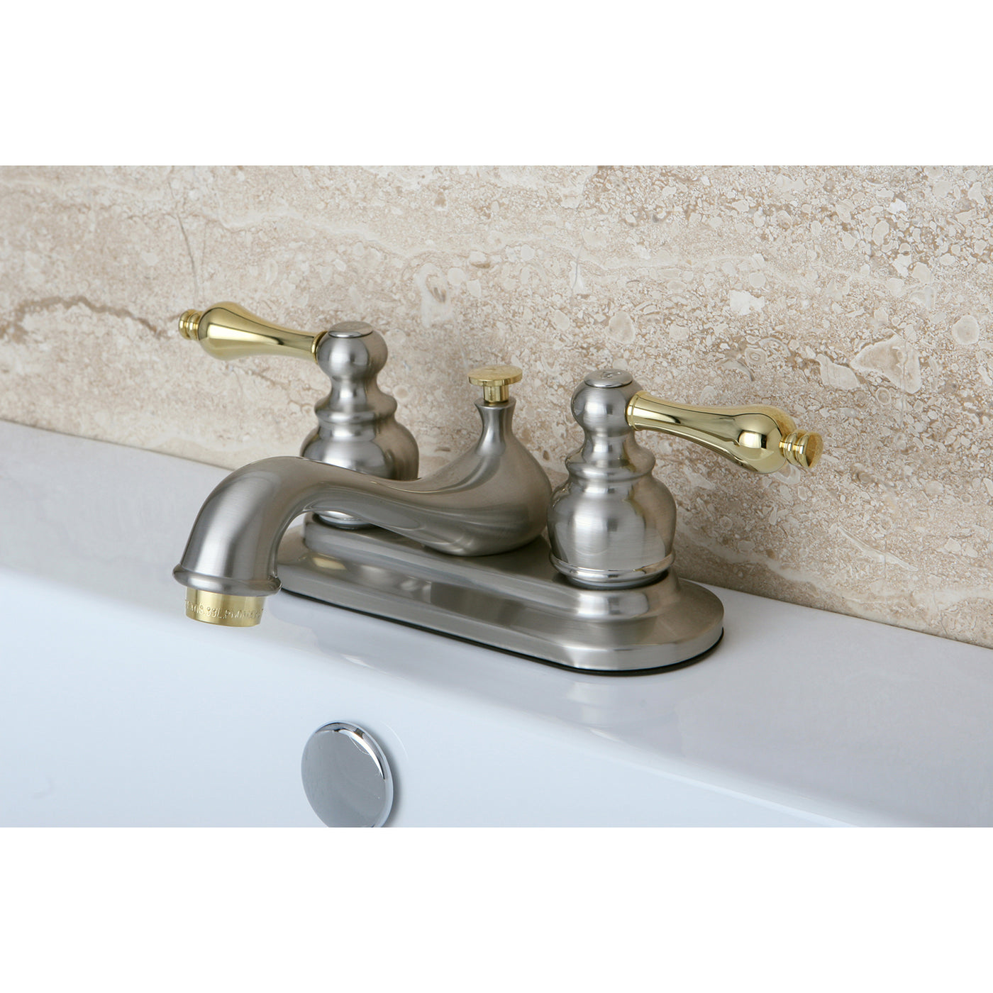 Elements of Design EB609AL 4-Inch Centerset Bathroom Faucet, Brushed Nickel/Polished Brass