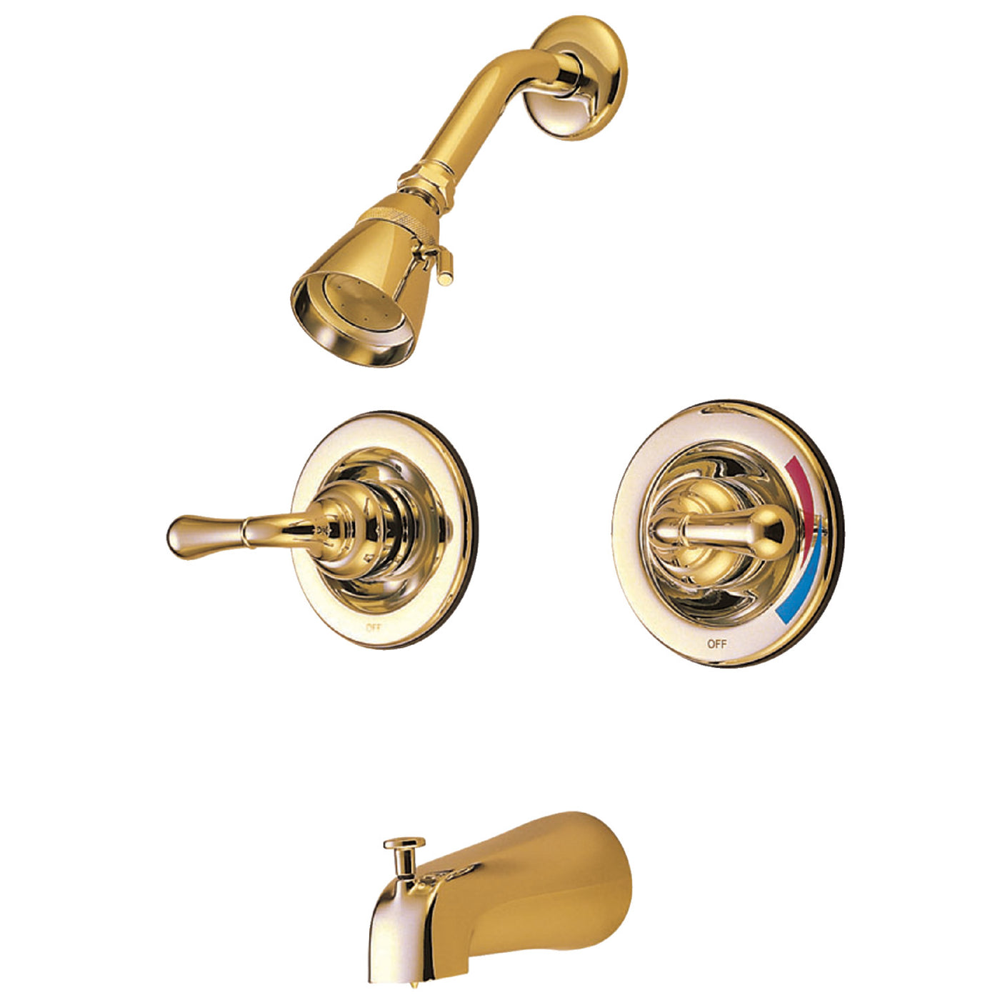 Elements of Design EB672 Two-Handle Pressure Balanced Tub and Shower Faucet, Polished Brass