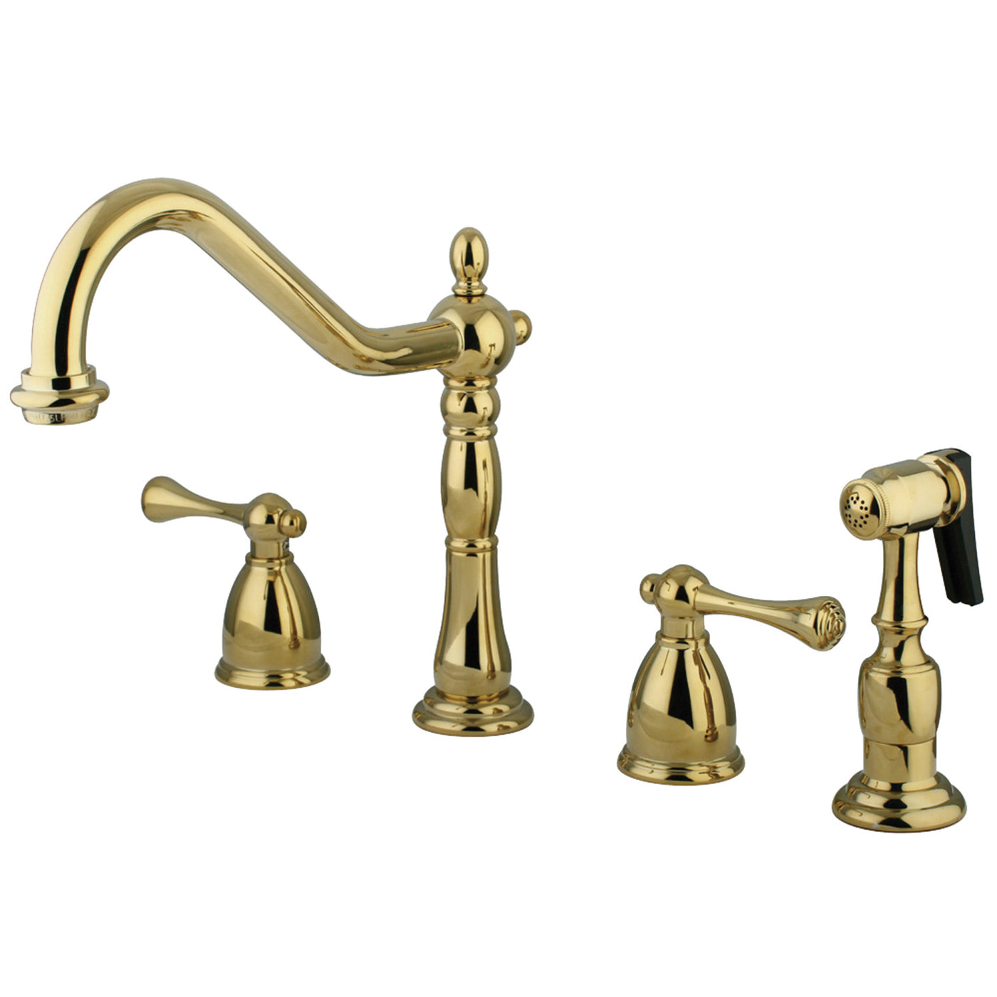 Elements of Design EB7792BLBS Widespread Kitchen Faucet with Brass Sprayer, Polished Brass