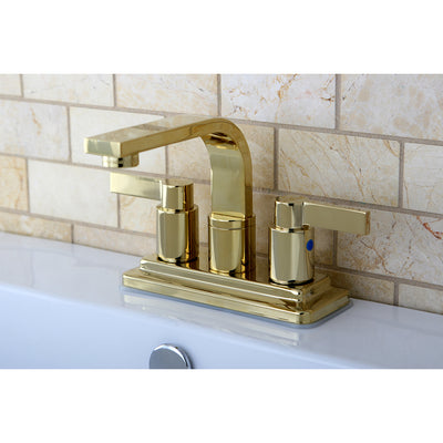 Elements of Design EB8462NDL 4-Inch Centerset Bathroom Faucet with Push Pop-Up, Polished Brass