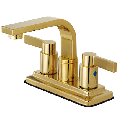 Elements of Design EB8462NDL 4-Inch Centerset Bathroom Faucet with Push Pop-Up, Polished Brass