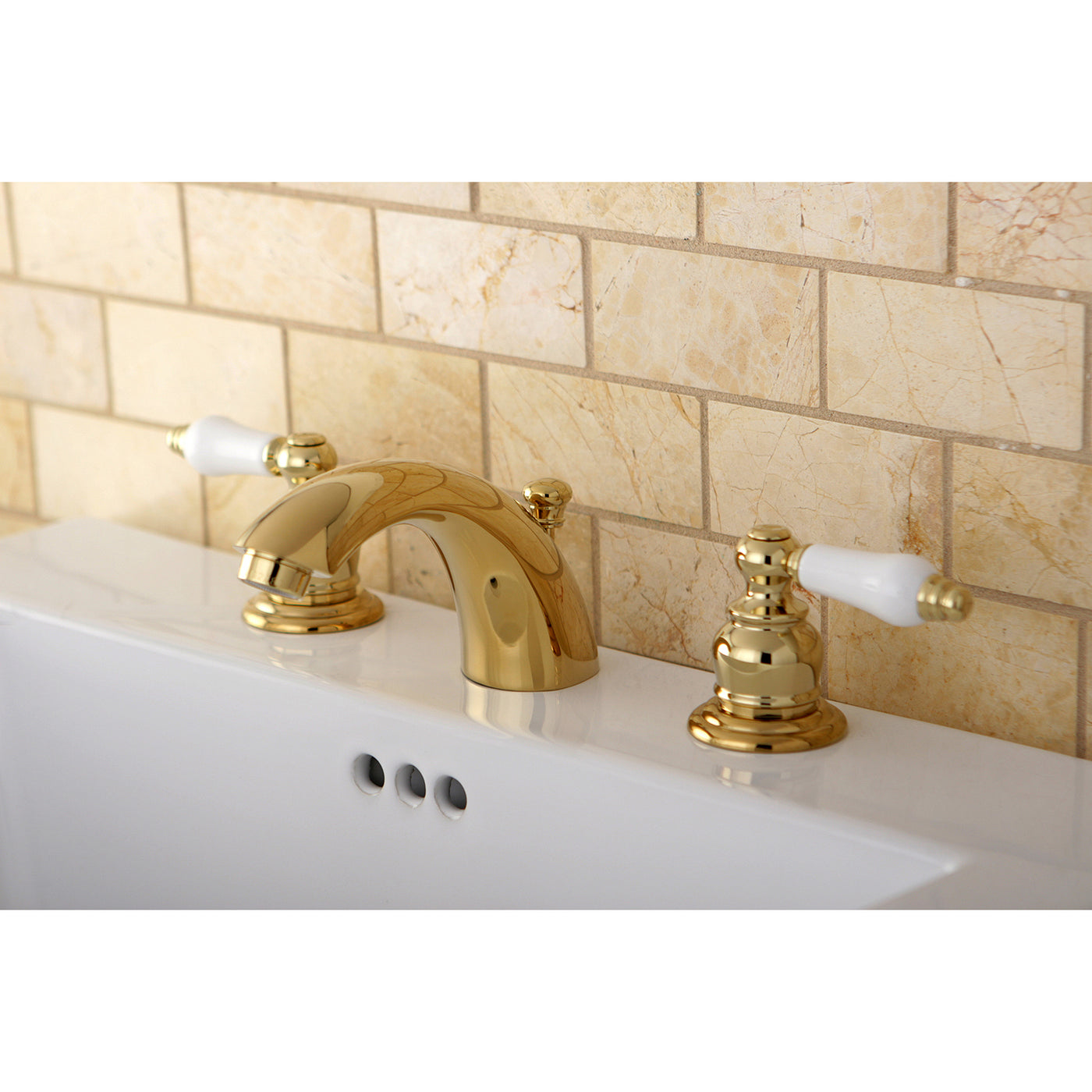 Elements of Design EB942B Mini-Widespread Bathroom Faucet with Retail Pop-Up, Polished Brass