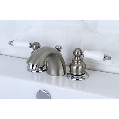 Elements of Design EB947B Mini-Widespread Bathroom Faucet with Retail Pop-Up, Brushed Nickel/Polished Chrome