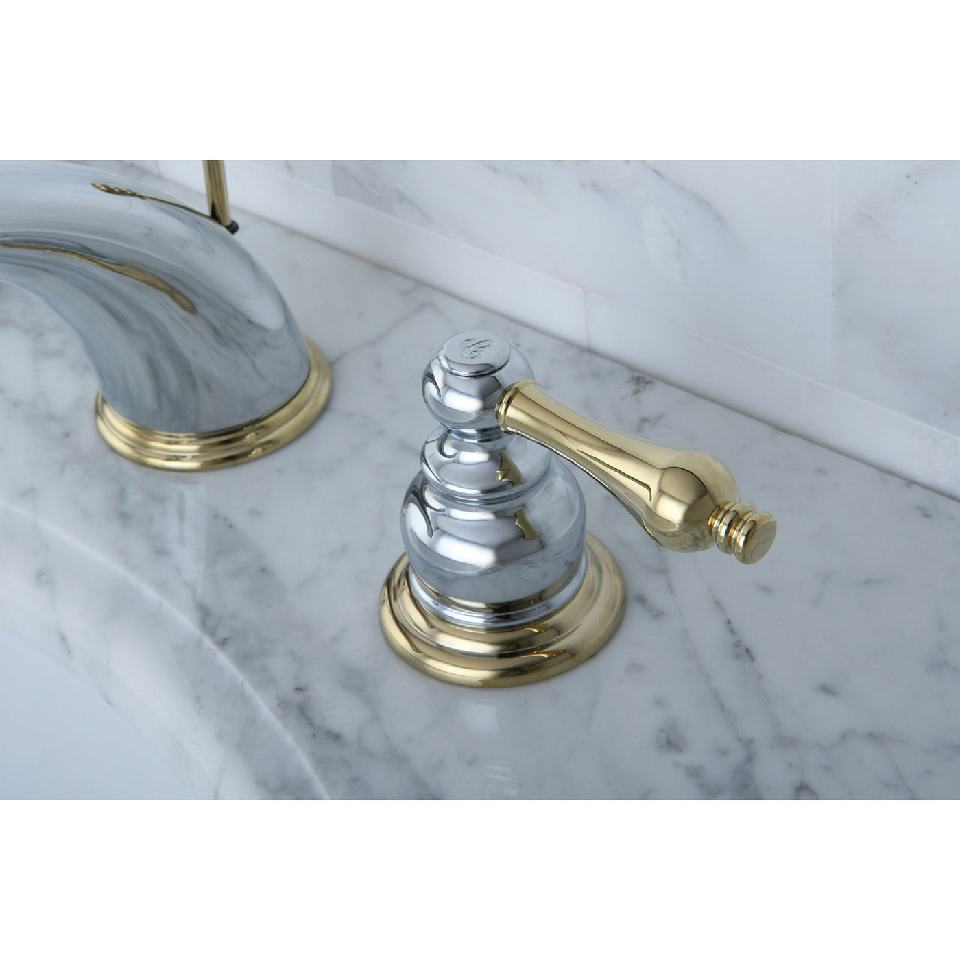 Elements of Design EB974AL Widespread Bathroom Faucet with Retail Pop-Up, Polished Chrome/Polished Brass