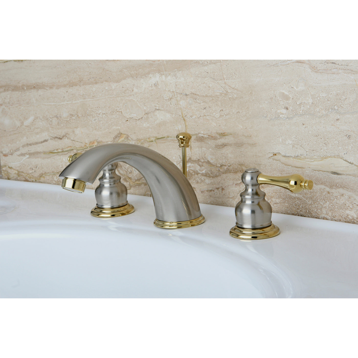 Elements of Design EB979AL Widespread Bathroom Faucet with Retail Pop-Up, Brushed Nickel/Polished Brass