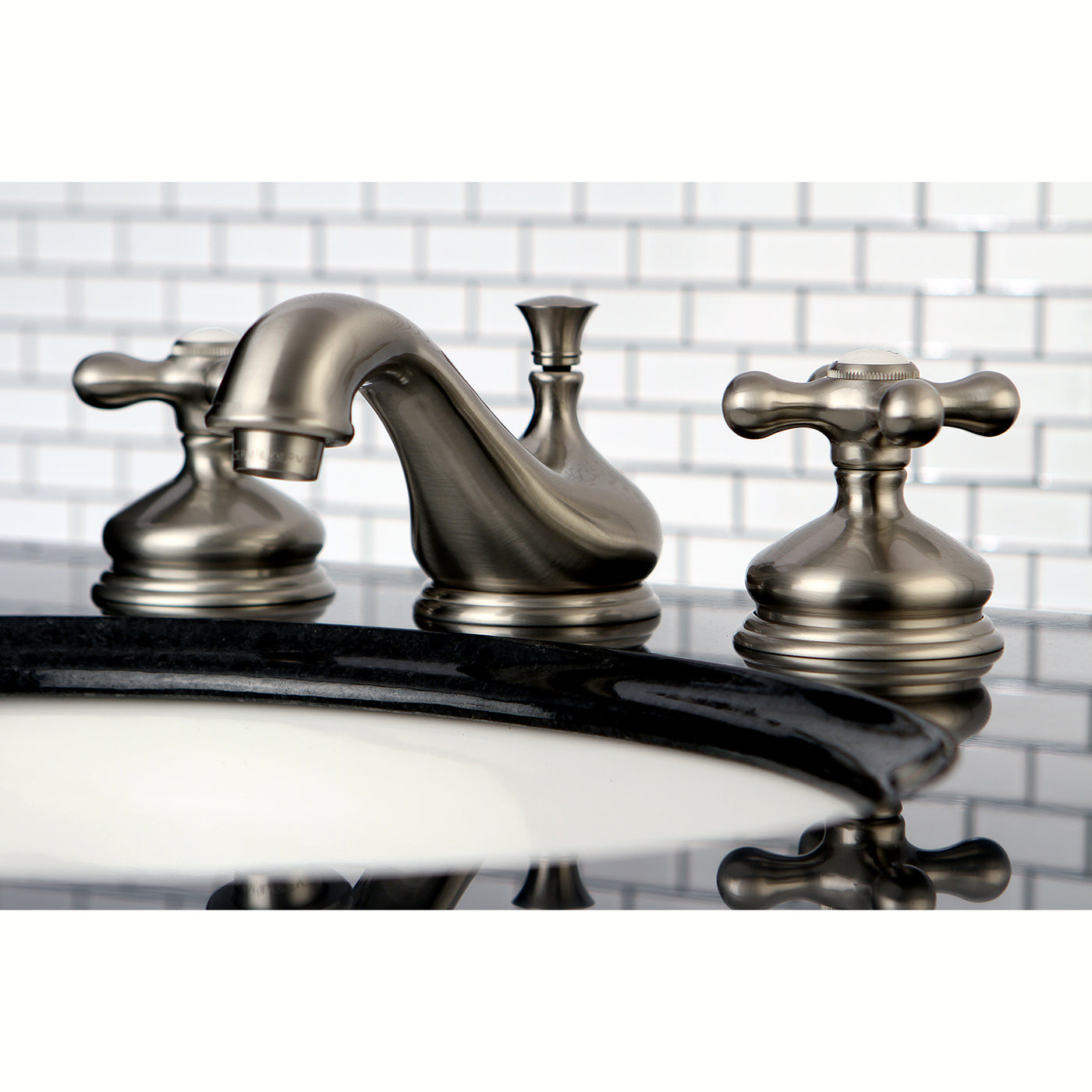 Elements of Design ES1168AX Widespread Bathroom Faucet with Brass Pop-Up, Brushed Nickel