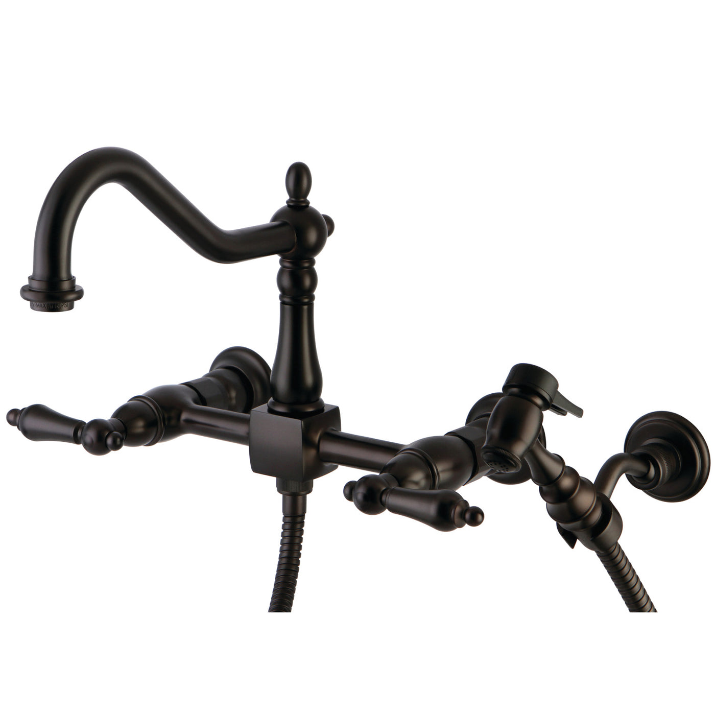 Elements of Design ES1245ALBS Wall Mount Bridge Kitchen Faucet with Brass Sprayer, Oil Rubbed Bronze