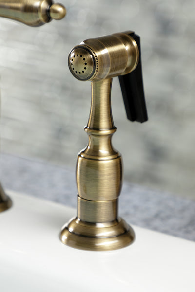 Elements of Design ES1273ALBS Bridge Kitchen Faucet with Brass Sprayer, Antique Brass