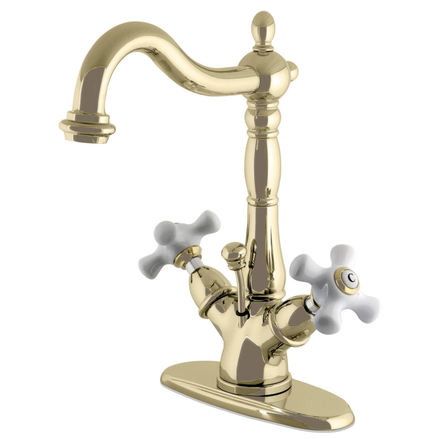 Elements of Design ES1432PX Two-Handle Bathroom Faucet with Brass Pop-Up, Polished Brass