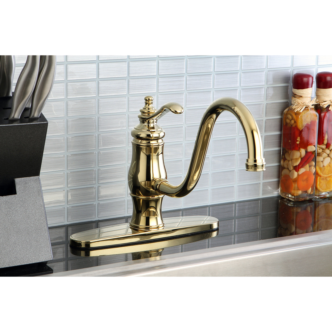 Elements of Design ES1572TLLS Single-Handle Kitchen Faucet, Polished Brass