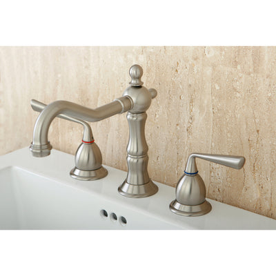 Elements of Design ES1978ZL Widespread Bathroom Faucet with Brass Pop-Up, Brushed Nickel