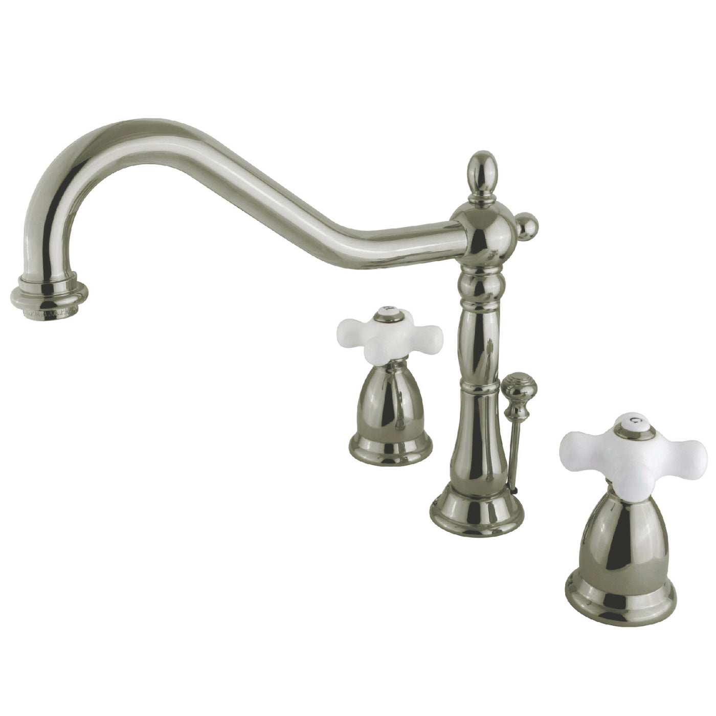 Elements of Design ES1998PX Widespread Bathroom Faucet with Brass Pop-Up, Brushed Nickel