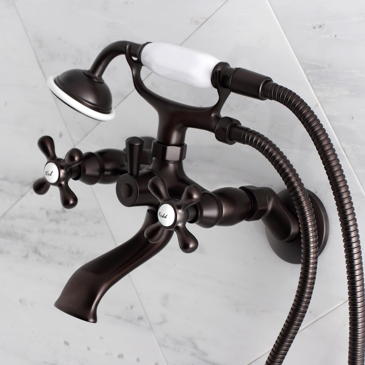 Elements of Design ES2655X Adjustable Center Tub Wall Mount Clawfoot Tub Faucet, Oil Rubbed Bronze