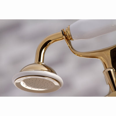 Elements of Design ES2672X Deck Mount Clawfoot Tub Faucet with Hand Shower, Polished Brass