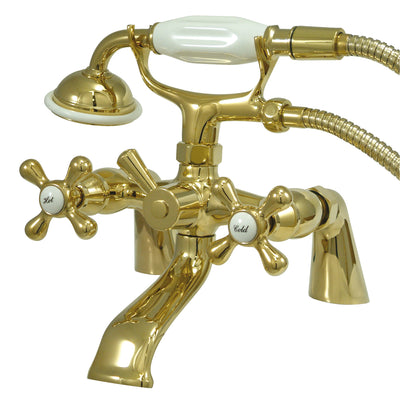 Elements of Design ES2672X Deck Mount Clawfoot Tub Faucet with Hand Shower, Polished Brass