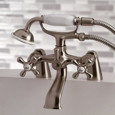 Elements of Design ES2678X Deck Mount Clawfoot Tub Faucet with Hand Shower, Brushed Nickel