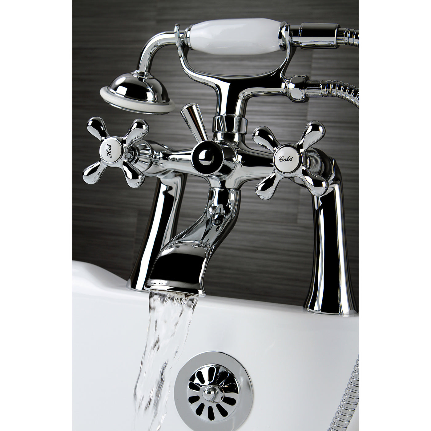 Elements of Design ES2681X Deck Mount Clawfoot Tub Faucet with Hand Shower, Polished Chrome