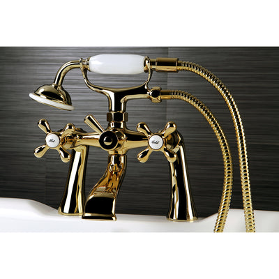 Elements of Design ES2682X Deck Mount Clawfoot Tub Faucet with Hand Shower, Polished Brass