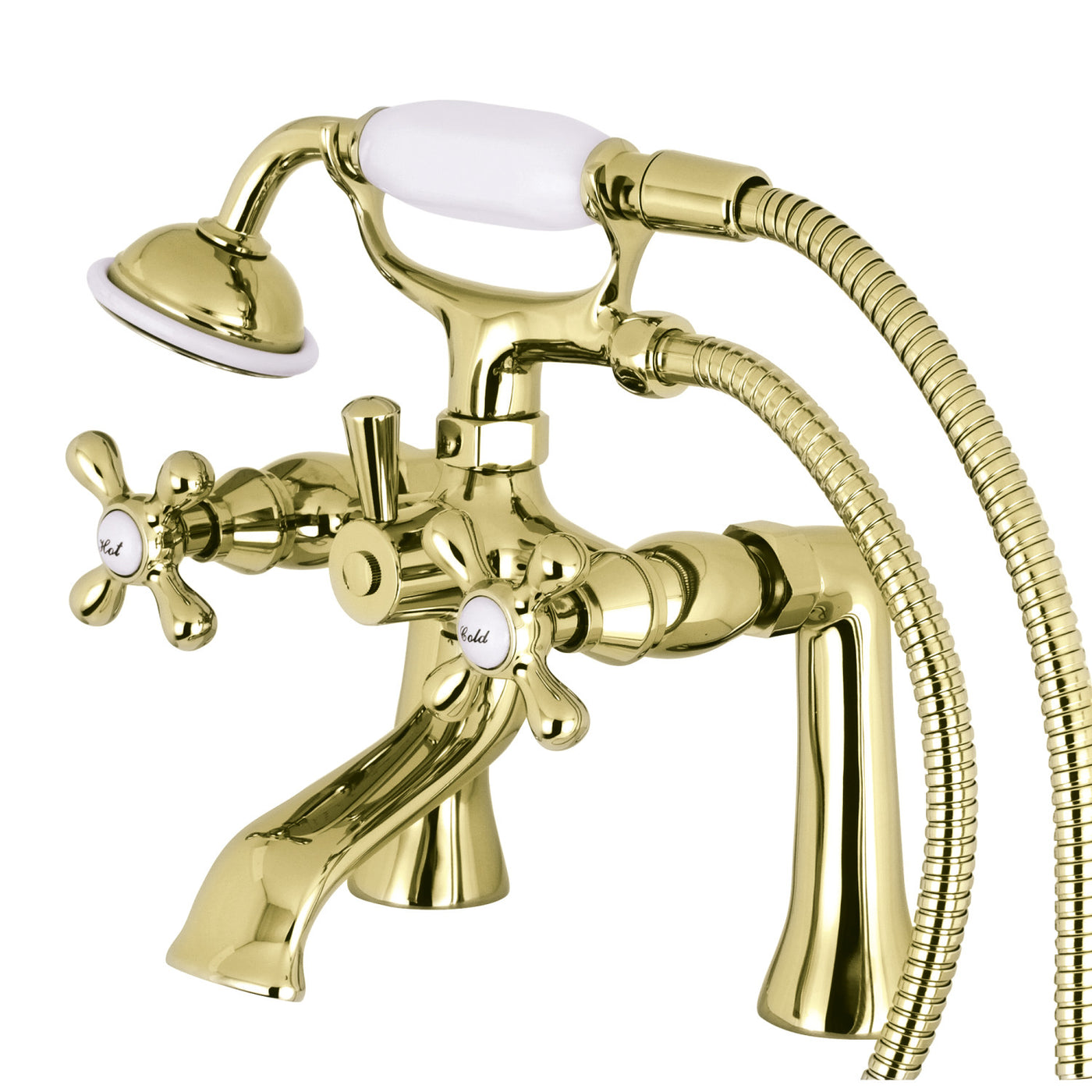 Elements of Design ES2682X Deck Mount Clawfoot Tub Faucet with Hand Shower, Polished Brass