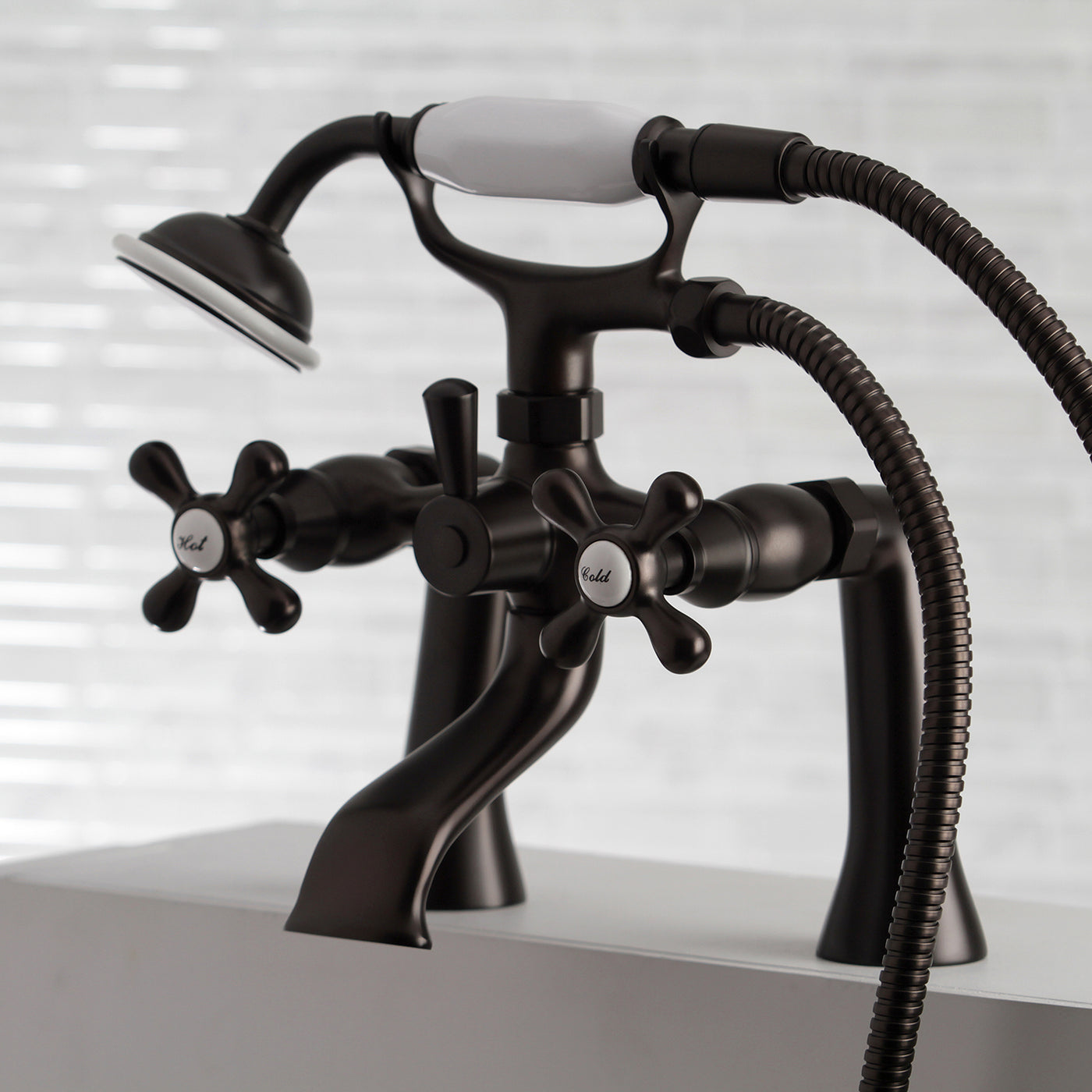 Elements of Design ES2685X Deck Mount Clawfoot Tub Faucet with Hand Shower, Oil Rubbed Bronze