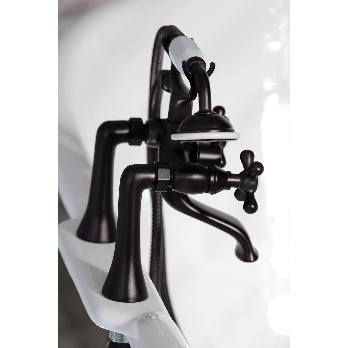 Elements of Design ES2685X Deck Mount Clawfoot Tub Faucet with Hand Shower, Oil Rubbed Bronze