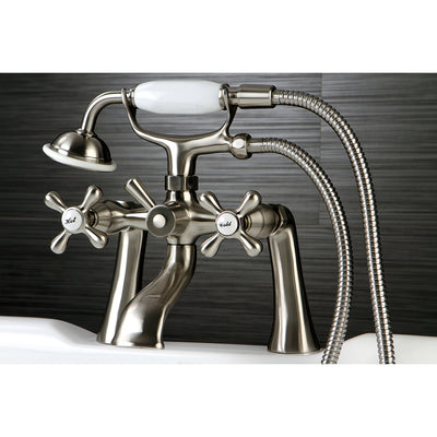 Elements of Design ES2688X Deck Mount Clawfoot Tub Faucet with Hand Shower, Brushed Nickel