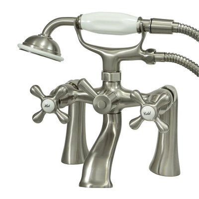 Elements of Design ES2688X Deck Mount Clawfoot Tub Faucet with Hand Shower, Brushed Nickel