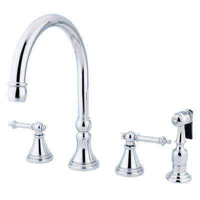 Elements of Design ES2791TLBS Widespread Kitchen Faucet with Brass Sprayer, Polished Chrome