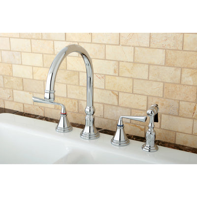 Elements of Design ES2791ZLBS Widespread Kitchen Faucet with Brass Sprayer, Polished Chrome