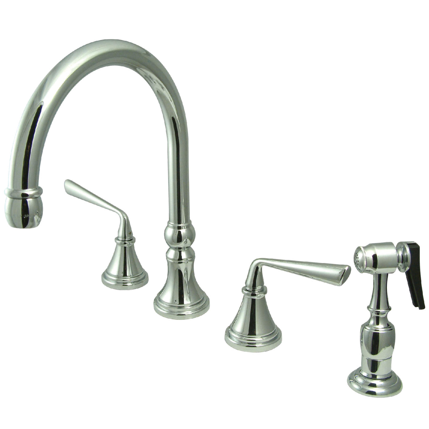 Elements of Design ES2791ZLBS Widespread Kitchen Faucet with Brass Sprayer, Polished Chrome