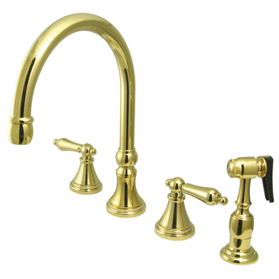 Elements of Design ES2792ALBS Widespread Kitchen Faucet with Brass Sprayer, Polished Brass