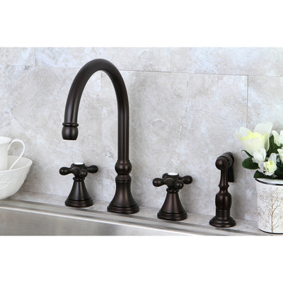 Elements of Design ES2795AXBS Widespread Kitchen Faucet with Brass Sprayer, Oil Rubbed Bronze