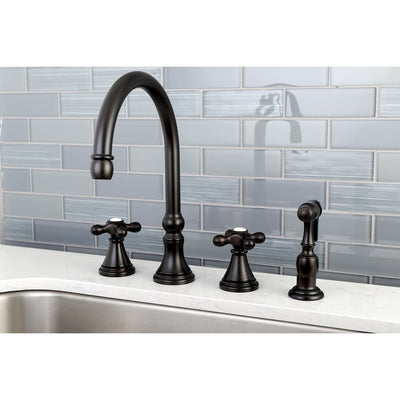 Elements of Design ES2795AXBS Widespread Kitchen Faucet with Brass Sprayer, Oil Rubbed Bronze