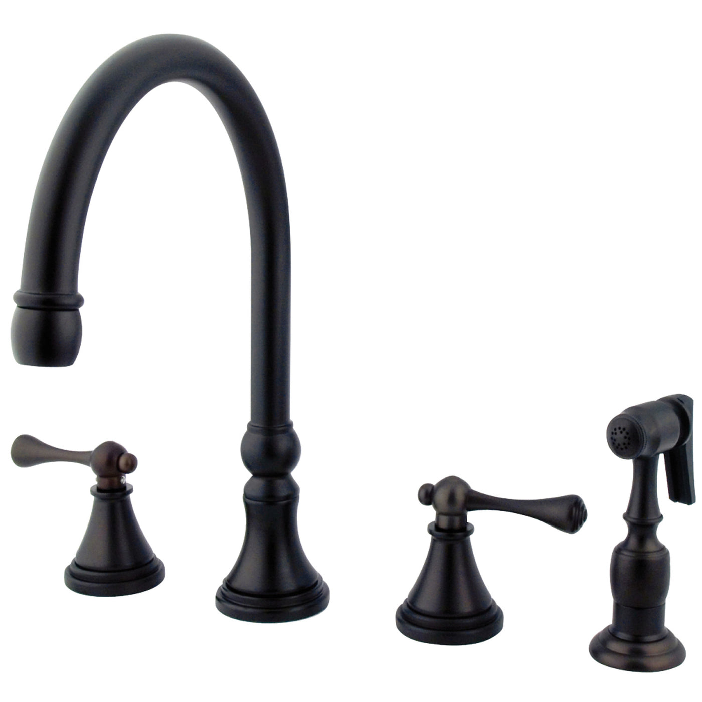 Elements of Design ES2795BLBS Widespread Kitchen Faucet with Brass Sprayer, Oil Rubbed Bronze